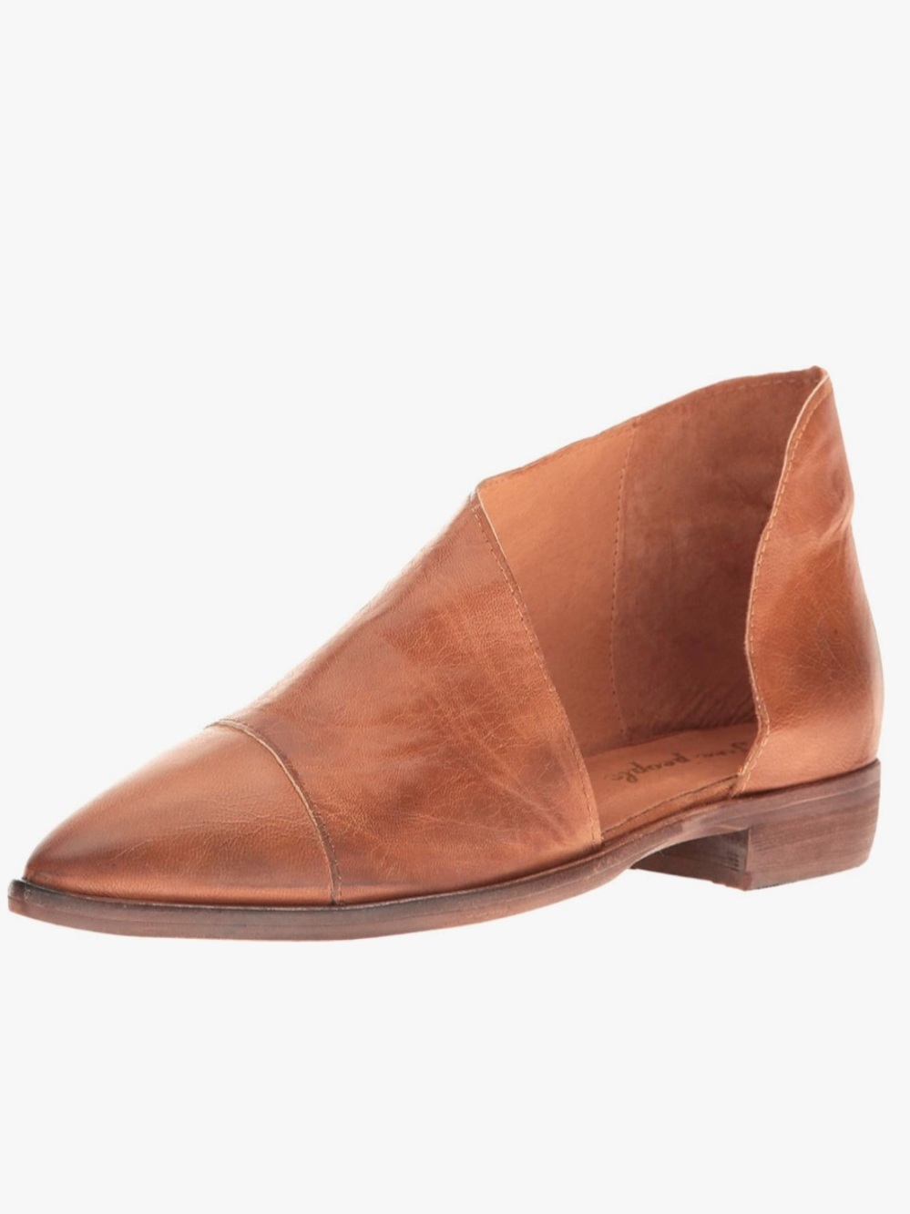 Free People Brown Leather Slip-On Royale Flat